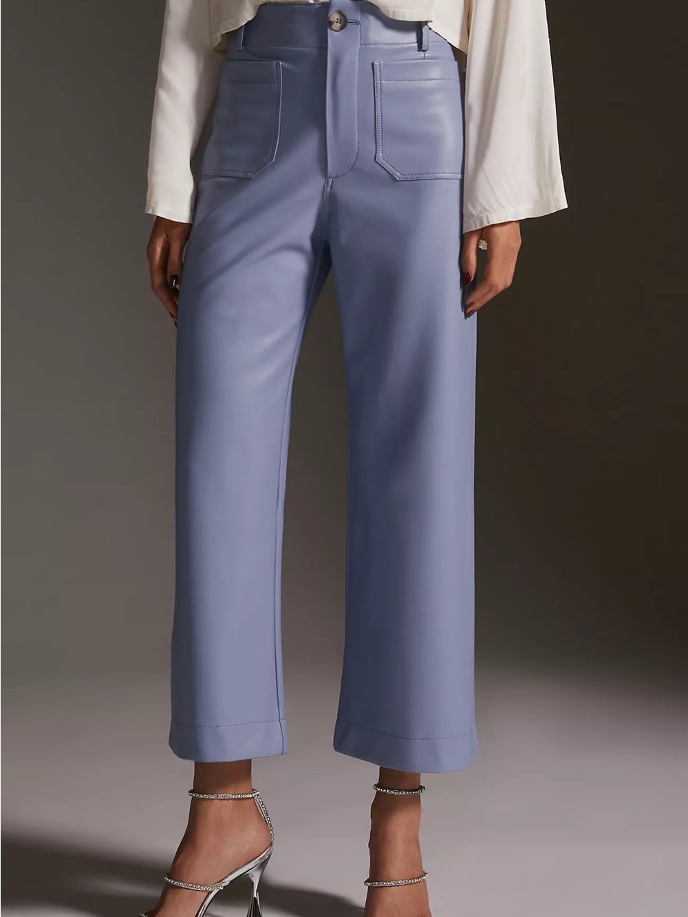 Maeve Colette Faux-Leather High-Rise Wide-Leg Cropped Pants Size 16W NWOT
